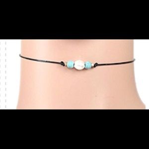Choker (aqua blue and white) necklace